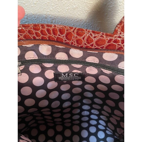 MSC Faux Alligator Leather Purse Handbag, Main Street Collection 14 X 12" Tote - Picture 6 of 11